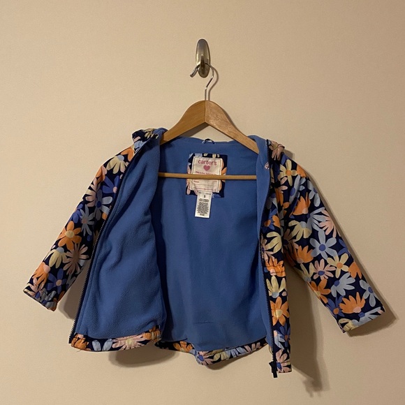 Carters size 5 Floral Kids Spring rain Jacket lined - Picture 5 of 5